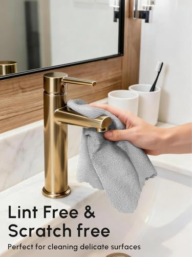Microfiber Cleaning Cloths Roll 75 Pack 12x12 Inch Lint Free | Tear away design, lint free, washable, scratch free, ultra absorbent, for dish rags and household cleaning, Grey color