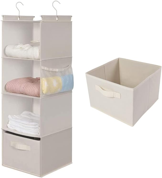 MAX Houser 4-Shelf Hanging Closet Organizer, Space Saver, Cloth Hanging Shelves by MAXHouser