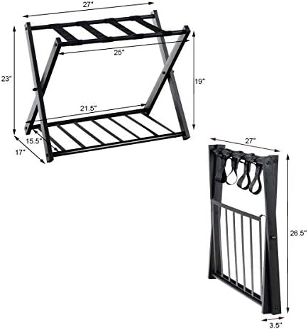 Tangkula Luggage Rack (Set of 2), Folding Metal Suitcase Luggage Stand, Doubl...