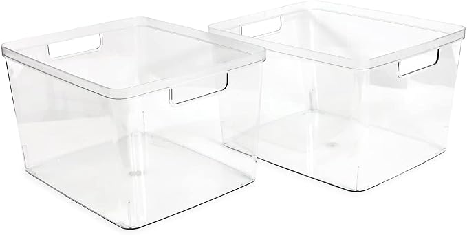 Isaac Jacobs 2-Pack Extra-Large Clear Storage Bins w/Cutout Handles, Plastic - Image 2