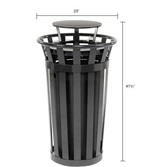 Global Industrial 24 Gallon Heavy-Duty Outdoor Metal Slatted Round Trash - Image 8