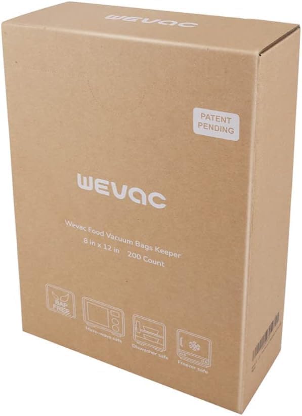 Wevac 8” x 12” 200 Count Food Vacuum Sealer Bags Keeper, PreCut Quart, BPA Free - Image 3