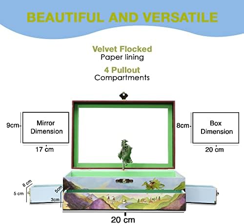 Enchantmints Dragon Boys Jewerly Box Spins to Music 3 Pullout Drawers Treasur...