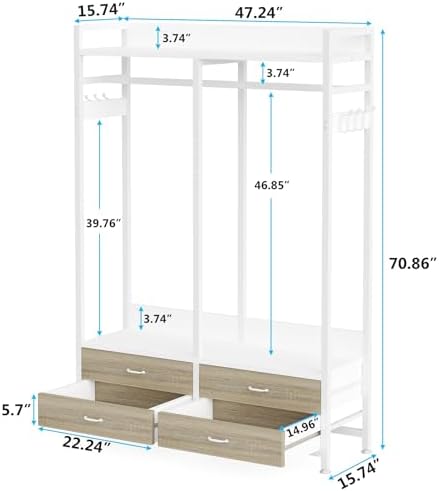 Tribesigns Freestanding Closet Organizer, Garment Rack with 4 Drawers