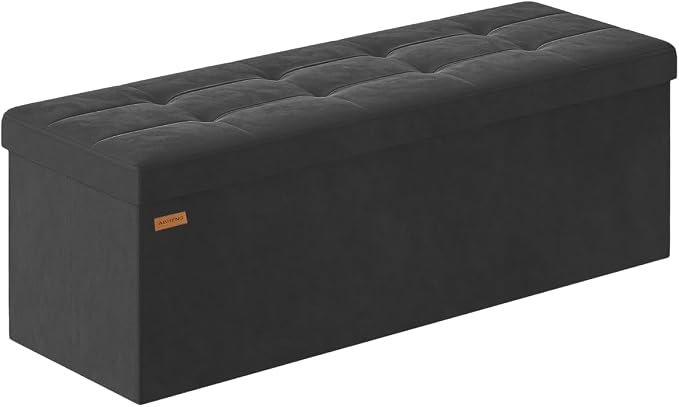 Folding Storage Ottoman, Velvet Storage Bench, Removable Divider, by Liveinacomfortablehome