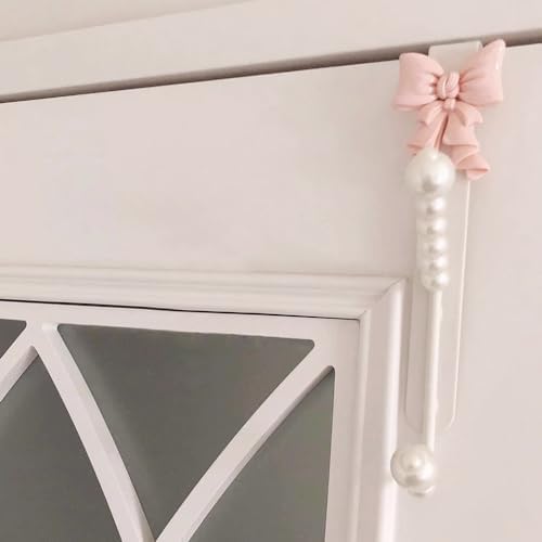 3 Packs Pink Bow Knot Over The Door Hooks,Metal Dual Hook Hanger for Coats, J...