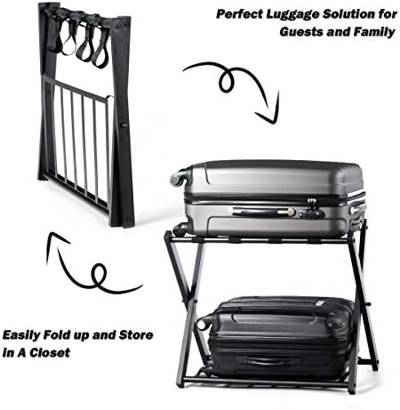 Tangkula Luggage Rack (Set of 2), Folding Metal Suitcase Luggage Stand, Doubl...