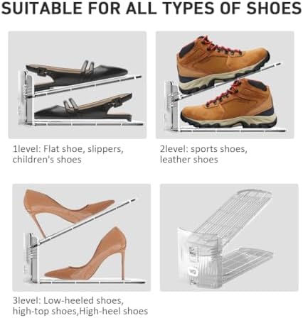 NVGSN 20Pack Clear Shoe Slot Organizer,Shoe Stacker,Storage Space Saver 50%