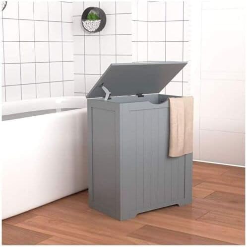 HYGRAD® Wooden Bathroom Storage Cabinet Box Laundry Hamper With Lid, Free Sta...