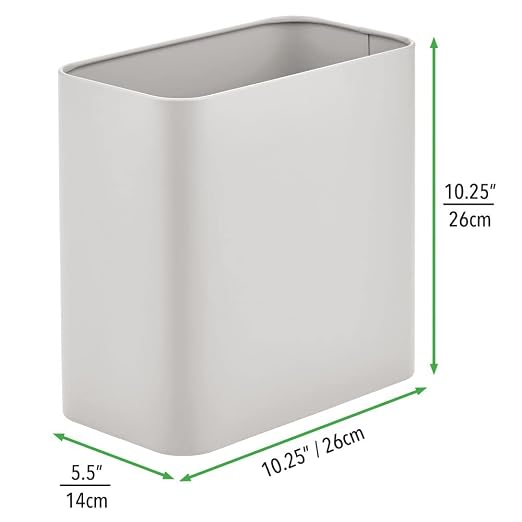 mDesign Small Metal 2.4 Gallon Trash Can Wastebasket Garbage Bin - Image 3