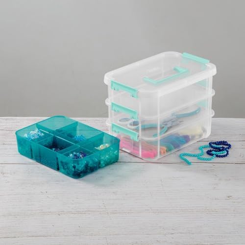 Sterilite 24 Pack Plastic Storage Box Container, 3 Layer, Stack and Carry, Cl...