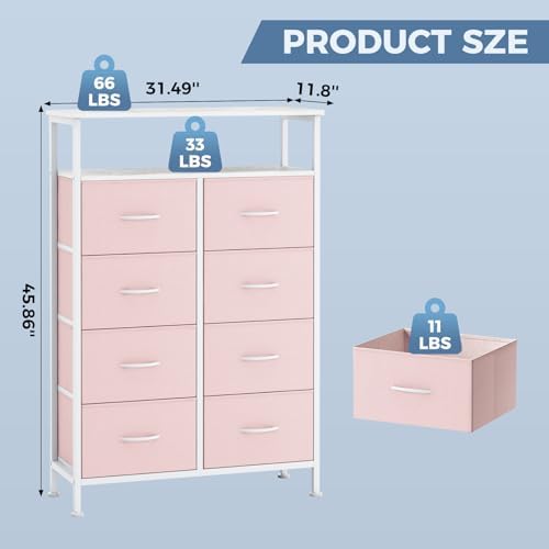 DUMOS Tall 8 Drawer Dresser for Bedroom, Storage Chest of Drawers Cabinet