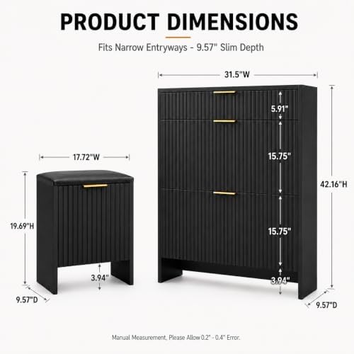 Narrow Wooden Shoe Cabinet for Entryway, Slim Entryway shoe storage cabinet