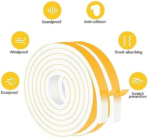 White Foam Insulation Tape, Strong Adhesive Weather Stripping Door Seal - Image 4