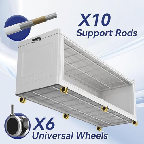 200GAL Extra Large Storage Bins with Lid, 800QT Collapsible Organizer with Wh...