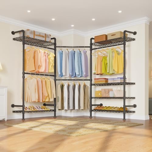 Timate L3 L Shape Garment Rack Heavy Duty Clothes Rack for Hanging Clothes, E...