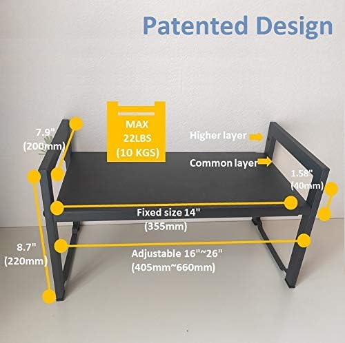 2 Pack Expandable Cabinet Shelf 7.9"D Adjustable Counter Riser Rack Black