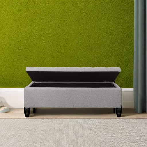 Storage Ottoman 50.2 Inches Upholstered Fabric Bench，Button Tufted - Image 5