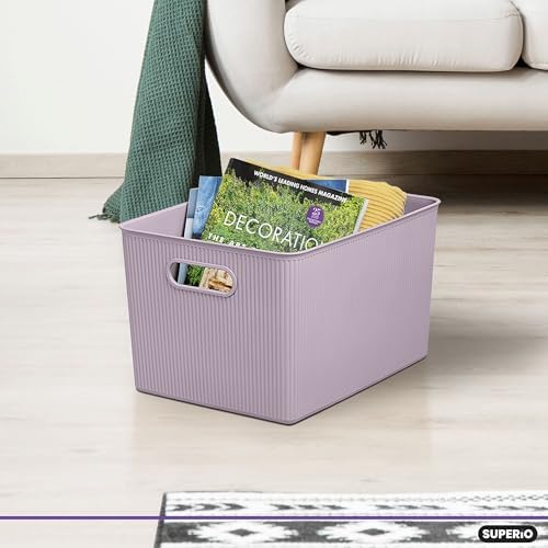 Superio Decorative Plastic Open Home Storage Bins Organizer Baskets, X-Large ...