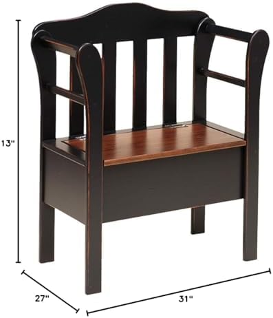 Peaceful Classics Wooden Entryway Storage Bench, Black