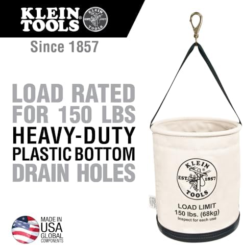Klein Tools 5109SLR Canvas Bucket, All-Purpose Tool Bucket with Plastic Botto...