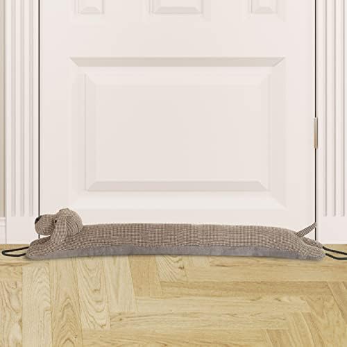 Under Door Draft Stopper Decorative Wind Stopper 36 inch for Door & Window, Weighted Animal Air Draft Stopper for Bottom of Door with Hanging Loops - Brown Dog