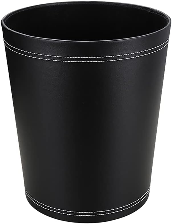 KINGFOM Classic Pu Leather Trash Can Wastebasket, Small Garbage Container Can by KingfomLeatherHomeOfficeDecor