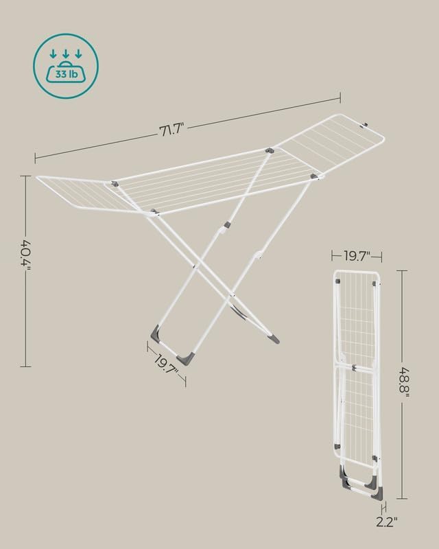 SONGMICS Clothes Drying Rack, Metal Laundry Drying Rack, Space-Saving, - Image 6