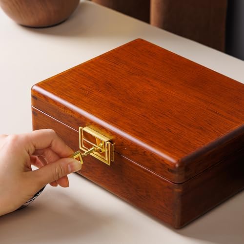 2 Layer Anti Tarnish Solid Wood Jewelry Organizer Box with Lock