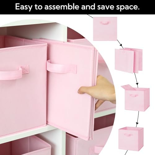 Cupic Cupid 6-Pack 11x11 Storage Cubes, Cube Storage Organizer, Pink | Foldable, Reinforced Front Handle, Holds Clothes, Toys, Blankets and More, Fits Closet, Cube Shelves, Nursery, Bedroom