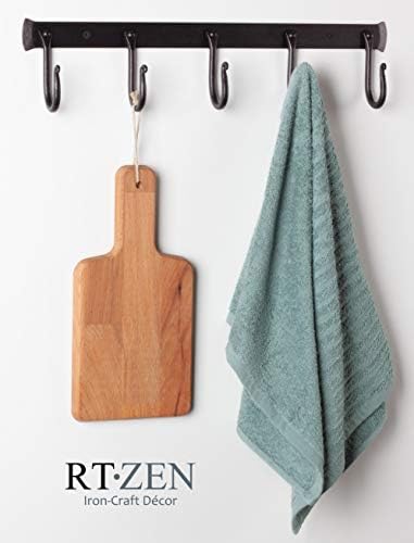 RTZEN Classic Farmhouse Wall Mount Multi-Use Wrought Iron Hook Set (5 Pack)