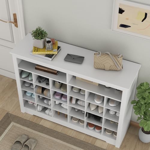 5-Tier storage Cabinet for Entryway, Modern White Shoe Rack with 26 Cubbies