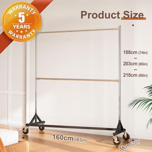 HOKEEPER Z Rack, Clothes Rack Hold 550LB 86" H Adjustable Height Double Rod
