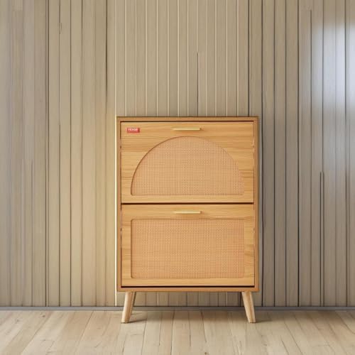 VEVOR Shoe Cabinet with 2 Flip Drawers, Shoe Storage Cabinet for Entryway, Fr...