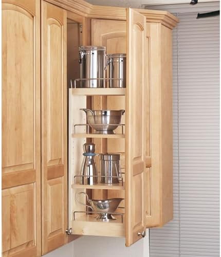 Rev-A-Shelf 8" Pullout Storage Organizer for Wall Kitchen Cabinets, Slid...