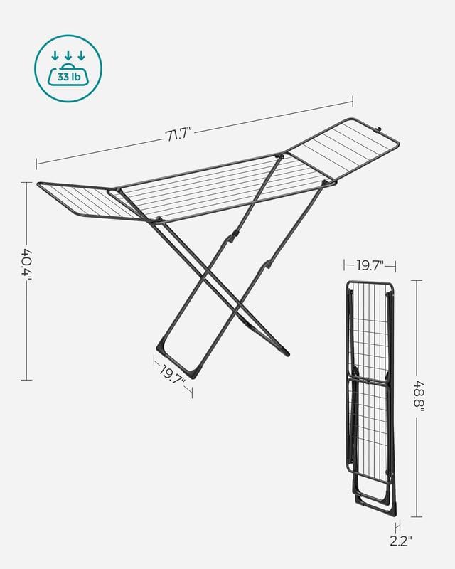 SONGMICS Clothes Drying Rack, Metal Laundry Drying Rack, Space-Saving, - Image 6