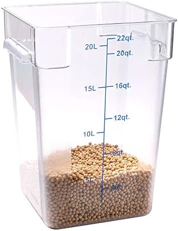 Met Lux 22 Quart Brine Bucket, 1 Square Marinating Container - With Volume Ma...