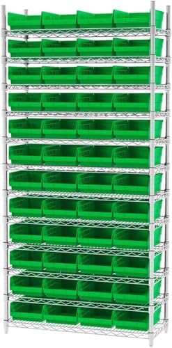 Akro-Mils 30150 Heavy Duty Plastic Shelf Bins, 12"x 8"x 4", Cl...