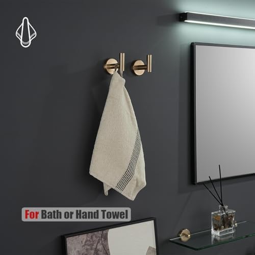JQK Bathroom Towel Hook Champagne Bronze, Coat Robe Clothes Hook for Bathroom...