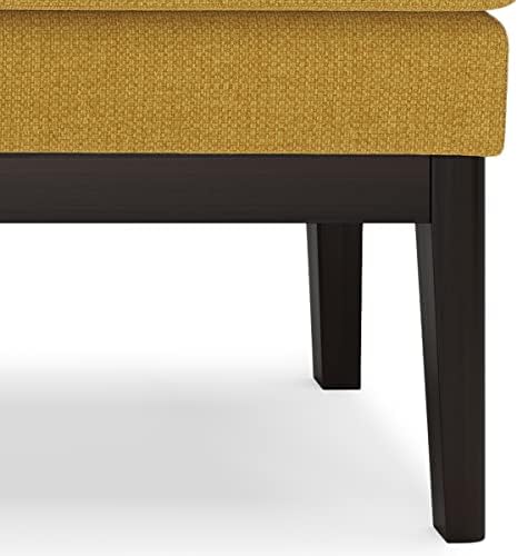 SIMPLIHOME Carlson 45" Wide Vegan Leather Rectangle Ottoman in Marigold