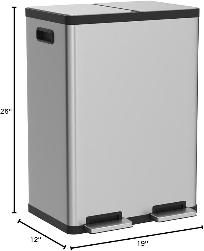 SIMPLI-MAGIC 60 Liter / 16 Gallon Rectangular Hands-Free Dual Compartment - Image 3