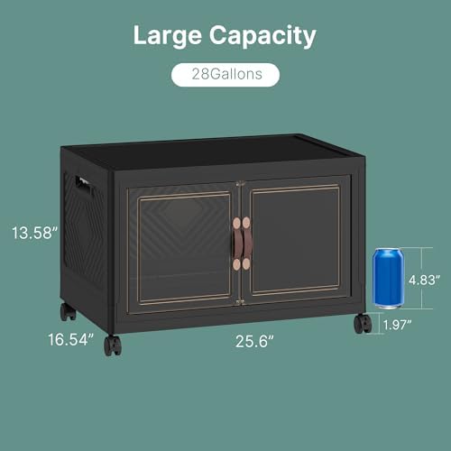 UAMFURI 560QT Lockable Plastic Storage Bins, 5 Pack Collapsible Cabinets