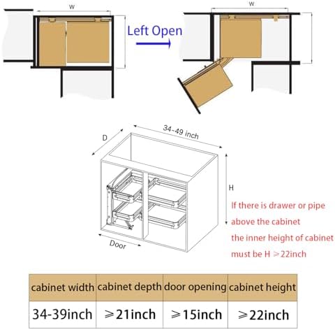 Gdrasuya10 2 Tier Corner Blind Cabinet Pull Out Organizer, 4 Shelves Corner P...