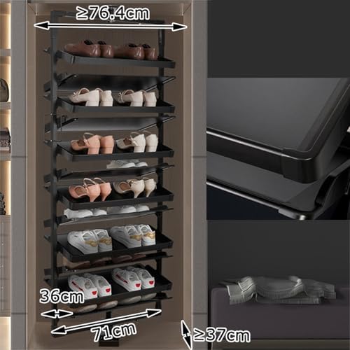 Shoe Rack 360°Rotating Pull-Out Organizer for Closet Shoe Cabinet,Adjustable ...
