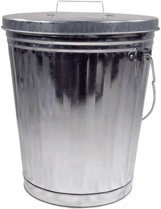 Mytee Products Galvanized Trash Can with Lid Ideal for Trailers - 10 Gallon Steel Mounted Small Outdoor Garbage Can for Home, Office, Bathroom, Kitchen - Fire and Heat Resistant