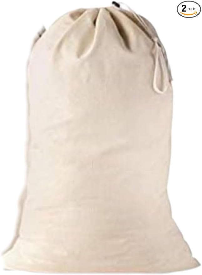 Large Cotton Laundry Bag, Heavy Duty Large Laundry Bags 24 x 36 inch Drawstring by QUBA+LINEN