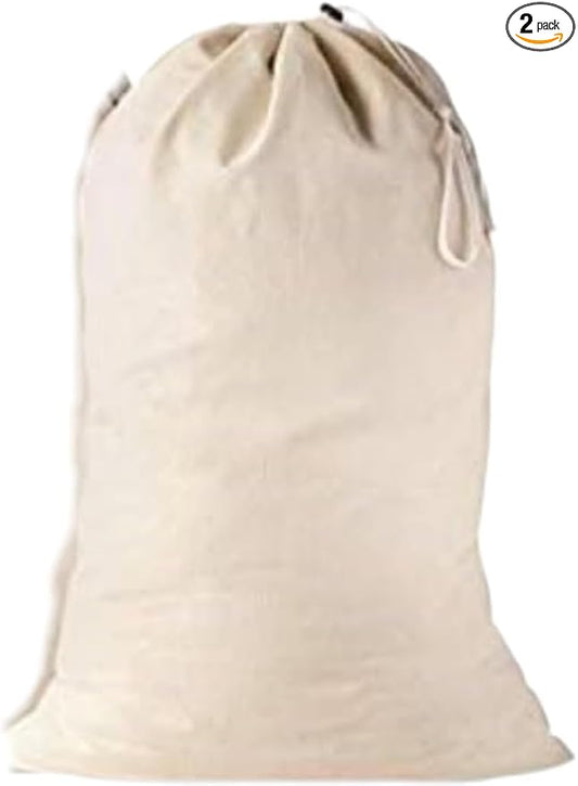 Large Cotton Laundry Bag, Heavy Duty Large Laundry Bags 24 x 36 inch Drawstring by QUBA+LINEN