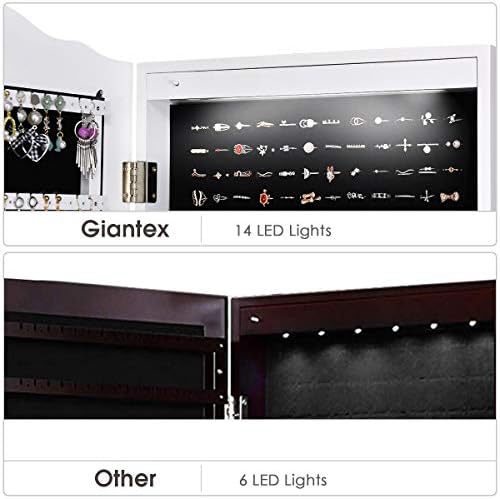 Giantex Jewelry Armoire Organizer with Full Length Mirror, 14 LEDs Floor Stan...
