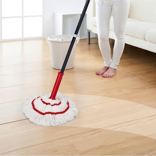 KeFanta Self Wringing Twist Mop, Easy Wringing Mop with 57 " Long Handle | 57 " Long Handle, Easy Wringing, Microfiber Floor mop for Kitchen Hardwood Bathroom Garages Warehouses Tile Home Office