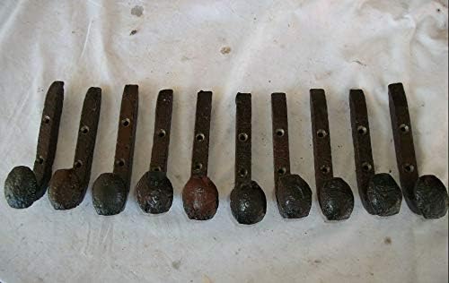 10 REPURPOSED Railroad Spike Coat Hooks Coat Rack Tool Shop Hangers Single Bent